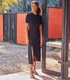 Petite Size Asymmetric Front-Slit Dress