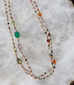 Multi Color Beaded Gemstone Necklace -Karen Kane Store 075F4B8A DC65 46BC B956 D638F7A69FD8