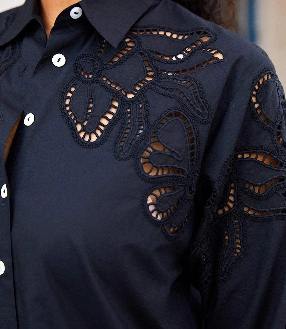 Long Sleeve Cutout Embroidery Shirt 7 Long Sleeve Cutout Embroidery Shirt - Image 7