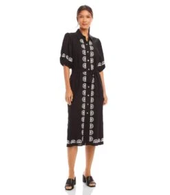 Puff Sleeve Embroidered Shirtdress -Karen Kane Store 1L00406 BLK karenkane 2025 Spring 00 1