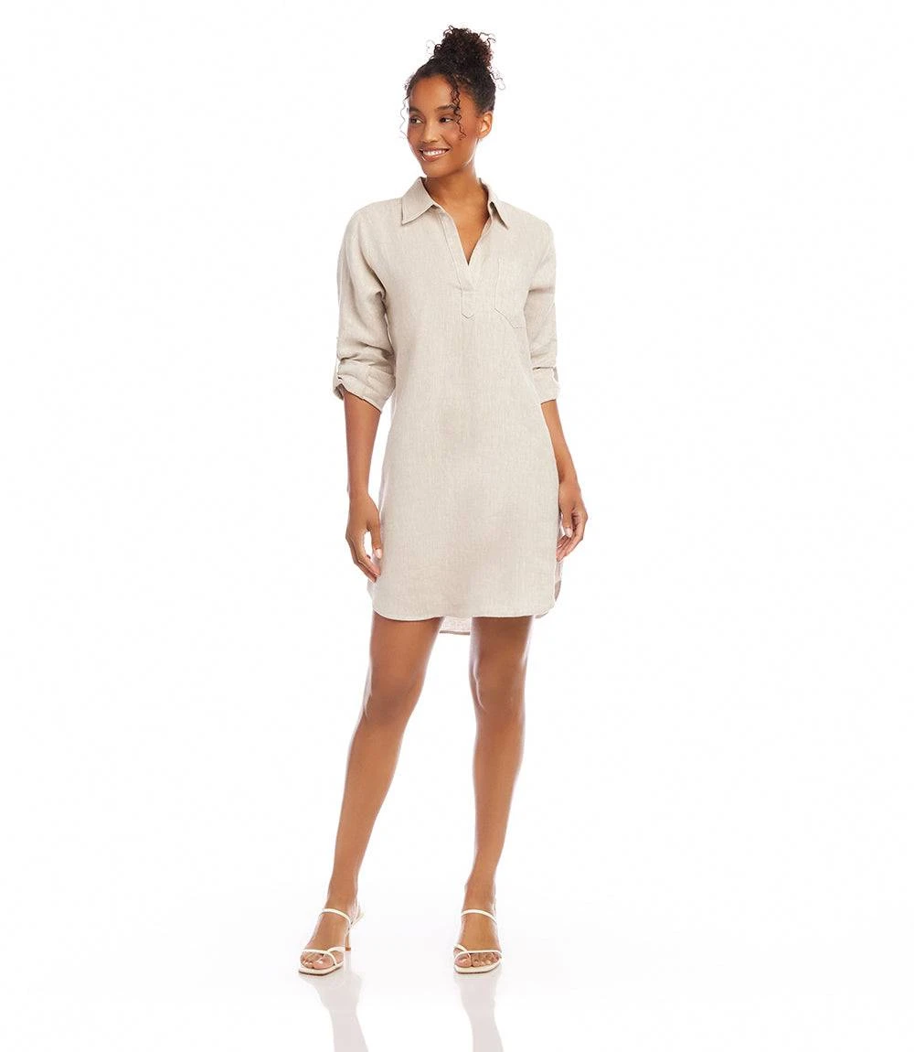 Petite Size Roll Tab Linen Shirtdress 5 Petite Size Roll Tab Linen Shirtdress - Image 5