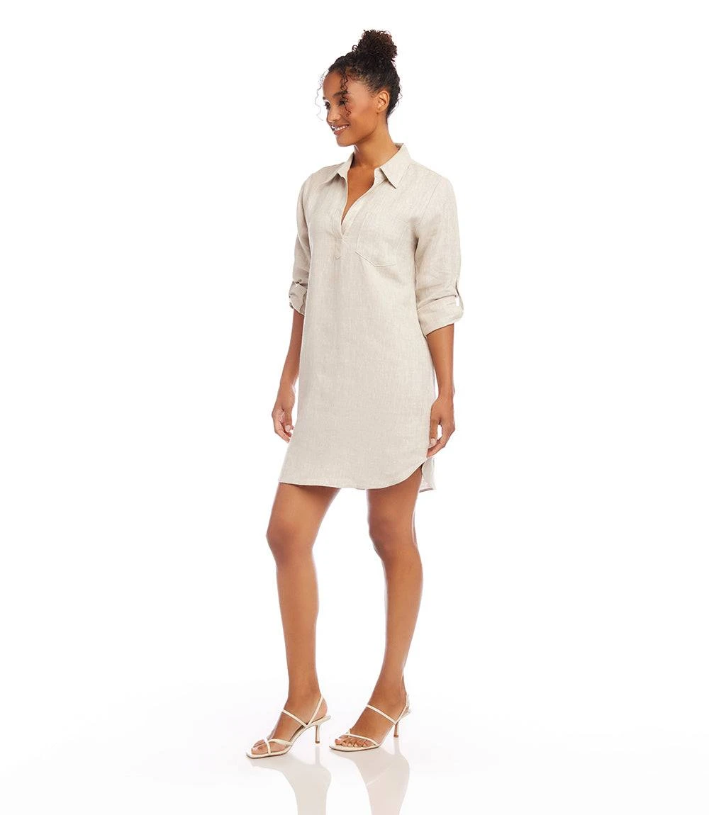 Petite Size Roll Tab Linen Shirtdress 6 Petite Size Roll Tab Linen Shirtdress - Image 6
