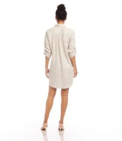 Petite Size Roll Tab Linen Shirtdress 15 Petite Size Roll Tab Linen Shirtdress -Karen Kane Store 1L01560P OAT karenkane 2025 Spring 00 3