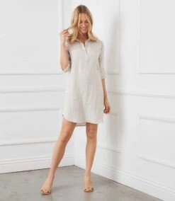 Roll Tab Linen Shirtdress 12 Roll Tab Linen Shirtdress -Karen Kane Store 1L01560 OAT 2834