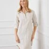Petite Size Roll Tab Linen Shirtdress