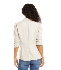 Ruched Sleeve Jacket -Karen Kane Store 1L01561 oat sw 4