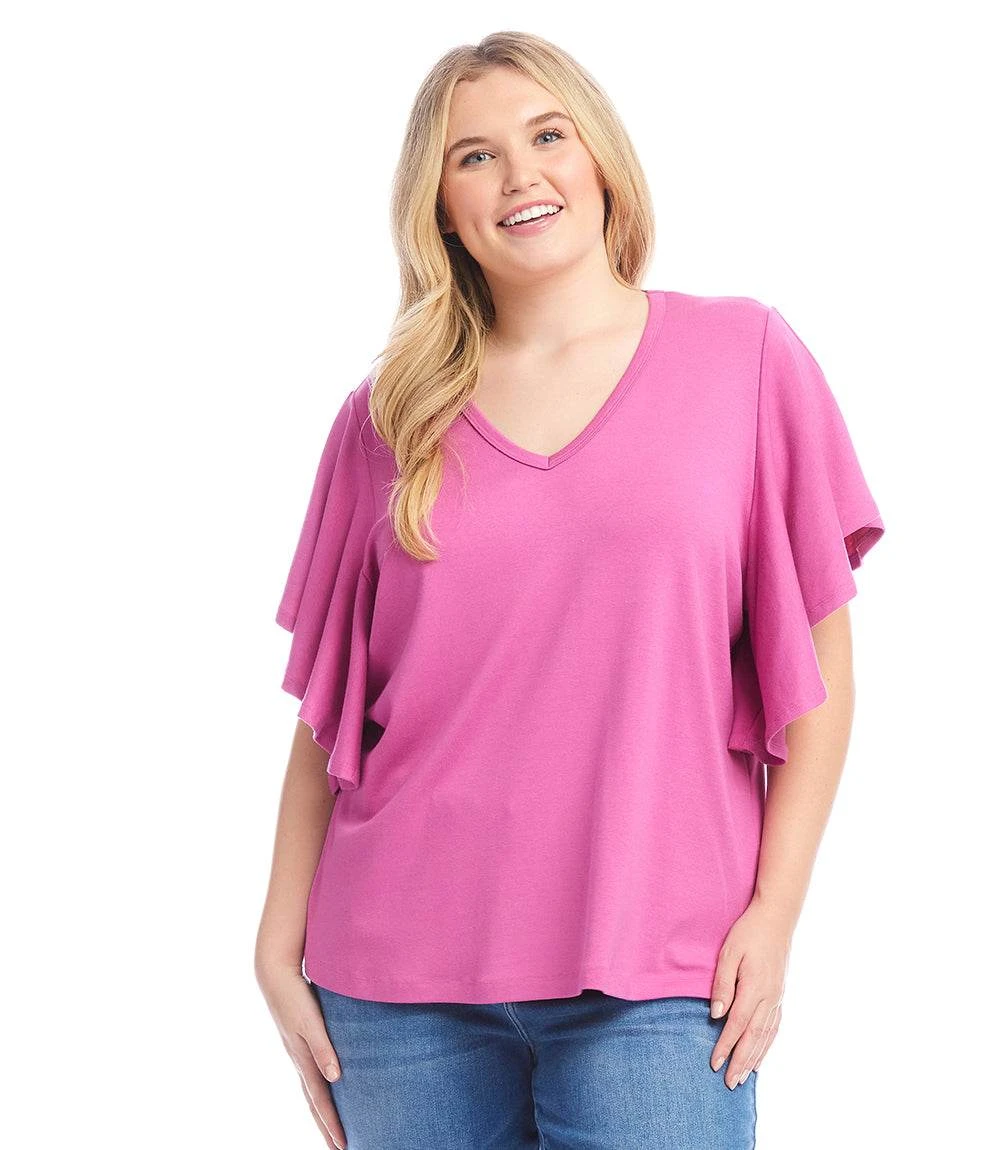 Plus Size Flutter Sleeve Top 1 Plus Size Flutter Sleeve Top