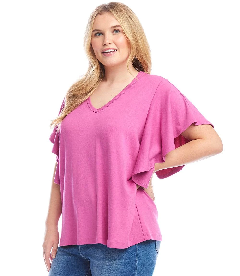 Plus Size Flutter Sleeve Top 2 Plus Size Flutter Sleeve Top - Image 2