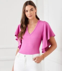 Flutter Sleeve V-Neck Top