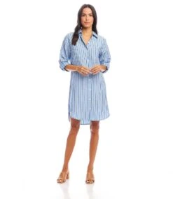 Stripe Shirtdress -Karen Kane Store 1L06401 STP karenkane 2025 Spring 00 1
