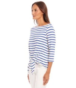 Stripe Boatneck Tie-Front Top 8 Stripe Boatneck Tie-Front Top -Karen Kane Store 1L20400 WHB karenkane 2025 Spring 00 2