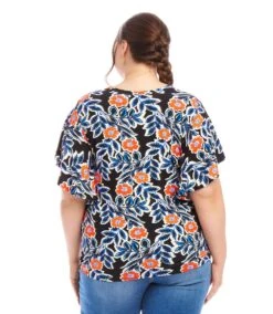 Plus Size Flutter Sleeve V-Neck Top 6 Plus Size Flutter Sleeve V-Neck Top -Karen Kane Store 1L22301W PRT karenkane 2025 Spring 00 3