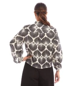 Petite Size Blouson Sleeve Linen Tie-Front Top 8 Petite Size Blouson Sleeve Linen Tie-Front Top -Karen Kane Store 1L23501P PRT karenkane 2025 Spring 00 3