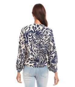 Petite Size Blouson Sleeve Tie Front Top -Karen Kane Store 1L23800P PRT karenkane 2025 Spring 00 3