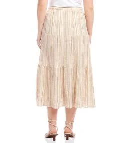Plus Size Metallic Stripe Tiered Midi Skirt -Karen Kane Store 1L24600W STP karenkane 2025 Spring 00 3