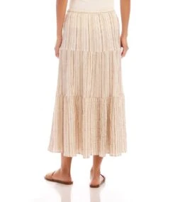 Metallic Stripe Tiered Midi Skirt -Karen Kane Store 1L24600 STP karenkane 2025 Spring 00 3