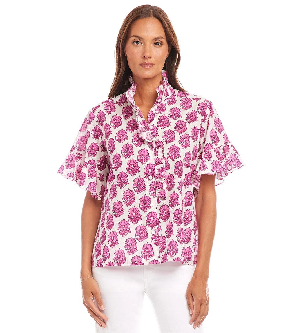 Short Sleeve Ruffle Trim Top 3 Short Sleeve Ruffle Trim Top - Image 3