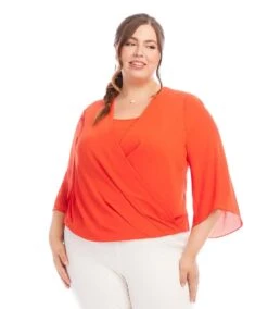 Plus Size Drape Front Crossover Top