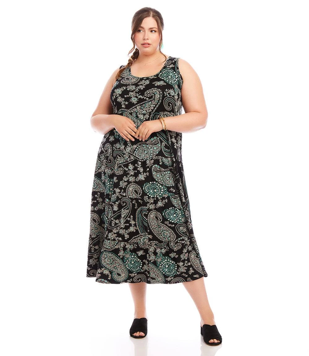 Plus Size Sleeveless Tiered Midi Dress 1 Plus Size Sleeveless Tiered Midi Dress