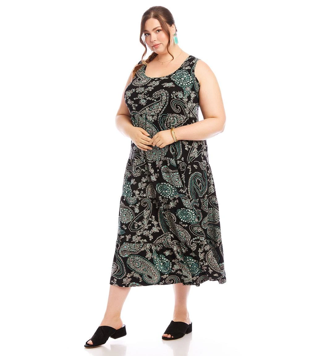 Plus Size Sleeveless Tiered Midi Dress 2 Plus Size Sleeveless Tiered Midi Dress - Image 2