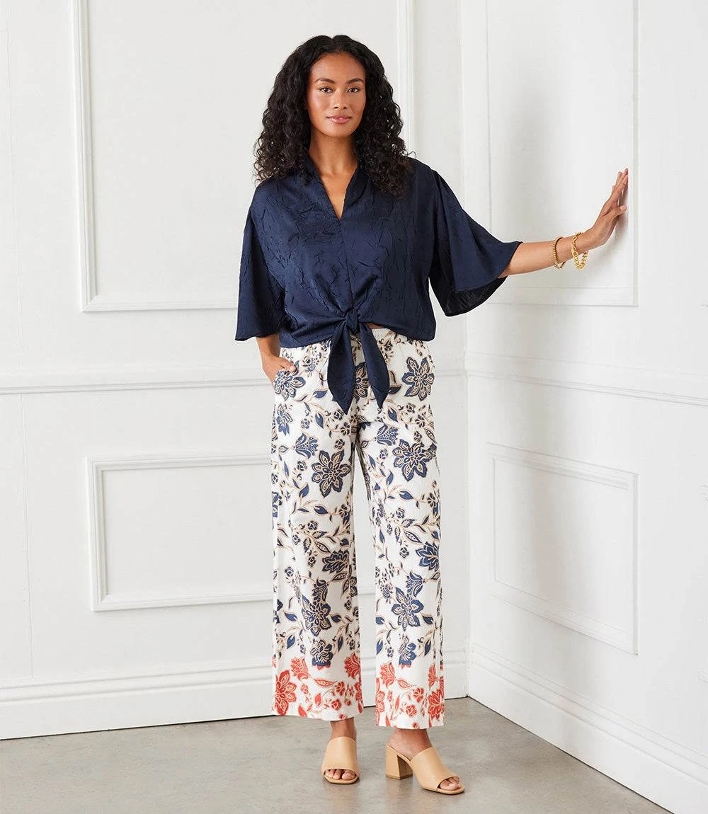 Flare Sleeve Tie Front Top 1 Flare Sleeve Tie Front Top