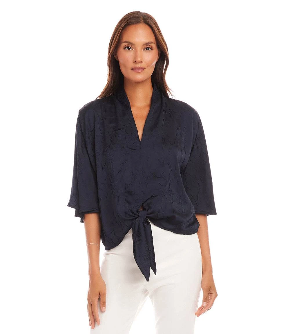 Flare Sleeve Tie Front Top 2 Flare Sleeve Tie Front Top - Image 2