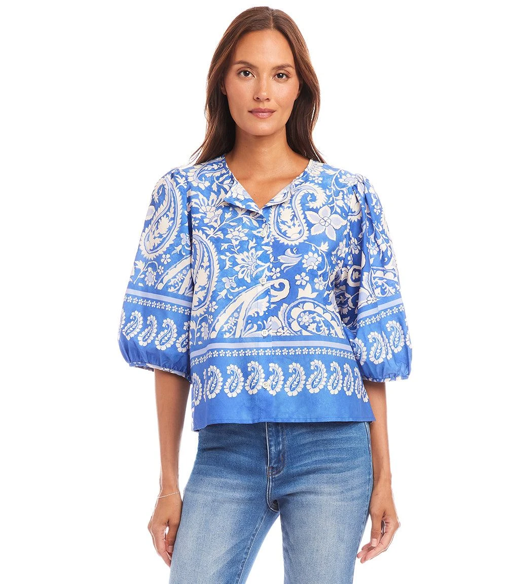 Puff Sleeve Button-Front Shirt 2 Puff Sleeve Button-Front Shirt - Image 2