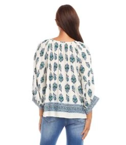 Border Print Blouson Sleeve Top 6 Border Print Blouson Sleeve Top -Karen Kane Store 1L27701 PRT karenkane 2025 Spring 00 3