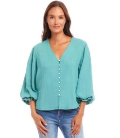 Layered Sleeve Shirred Blouse