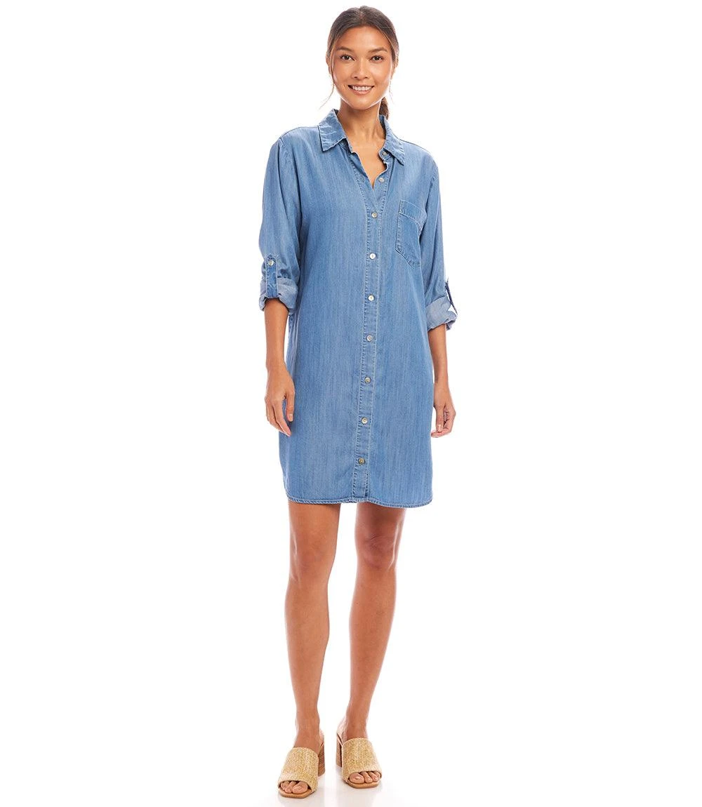 Roll Tab Chambray Shirtdress 3 Roll Tab Chambray Shirtdress - Image 3