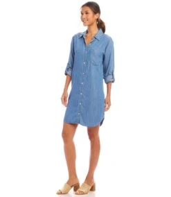 Roll Tab Chambray Shirtdress 11 Roll Tab Chambray Shirtdress -Karen Kane Store 1L66000 CHA karenkane 2025 Spring 00 2