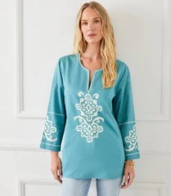 3/4 Sleeve Embroidered Tunic