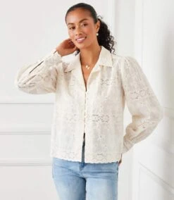 Long Sleeve Embroidered Blouse -Karen Kane Store 1L70232 CRE karenkane 2025 Spring 0