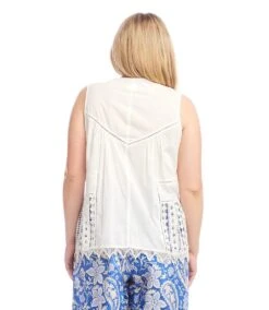 Plus Size Lace Trim Sleeveless Top 6 Plus Size Lace Trim Sleeveless Top -Karen Kane Store 1L70243W OWH karenkane 2025 Spring 00 3