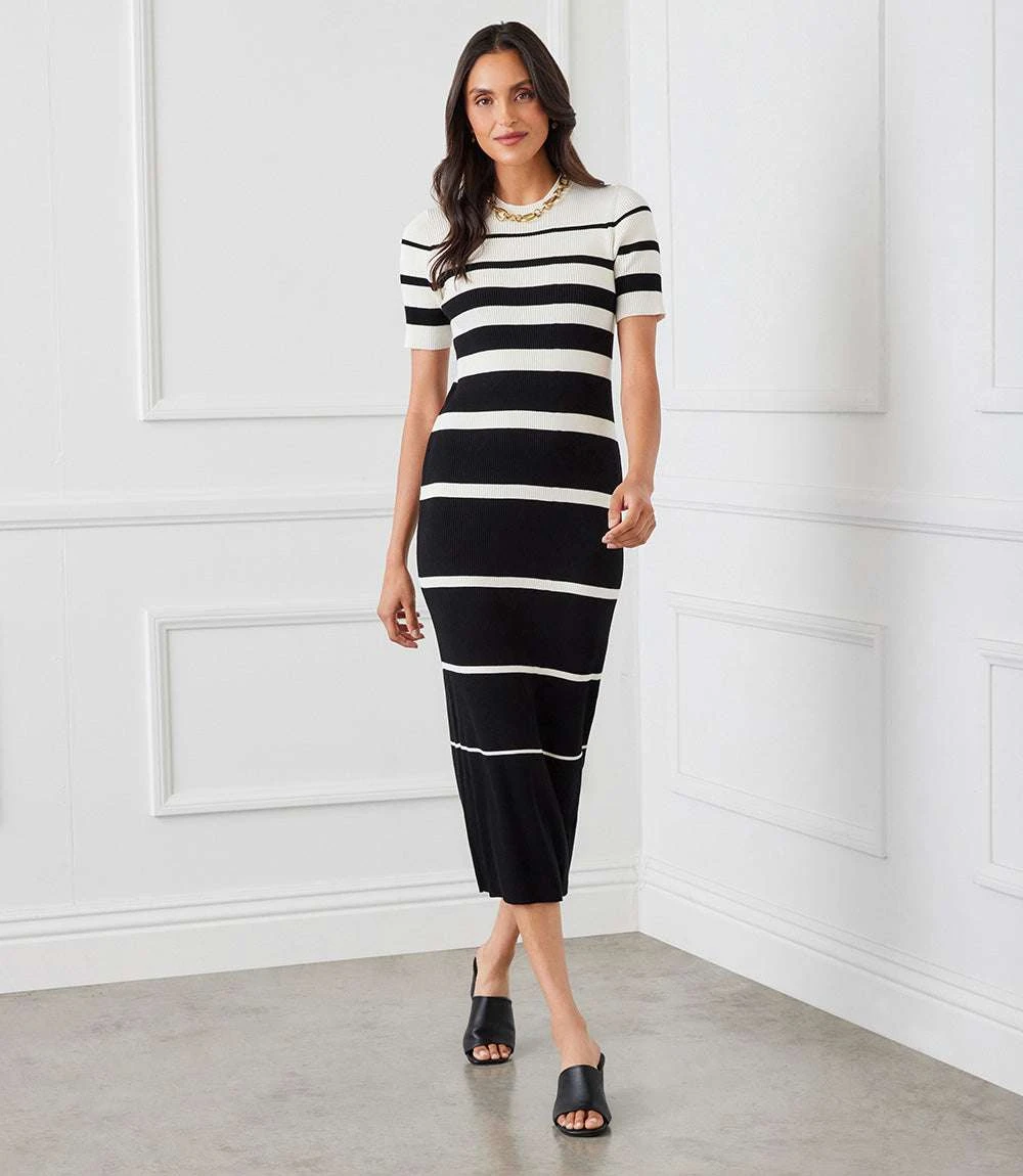Stripe Ribbed Sweater Midi Dress 6 Stripe Ribbed Sweater Midi Dress - Image 6