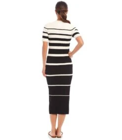 Stripe Ribbed Sweater Midi Dress 11 Stripe Ribbed Sweater Midi Dress -Karen Kane Store 1L89921 BLK karenkane 2025 Spring 00 3