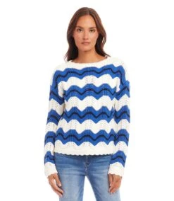 Pointelle Zigzag Sweater -Karen Kane Store 1L89924 MUL karenkane 2025 Spring 00 1