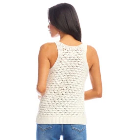 Sleeveless Crochet Sweater 8 Sleeveless Crochet Sweater -Karen Kane Store 1L89950 NAT 1073