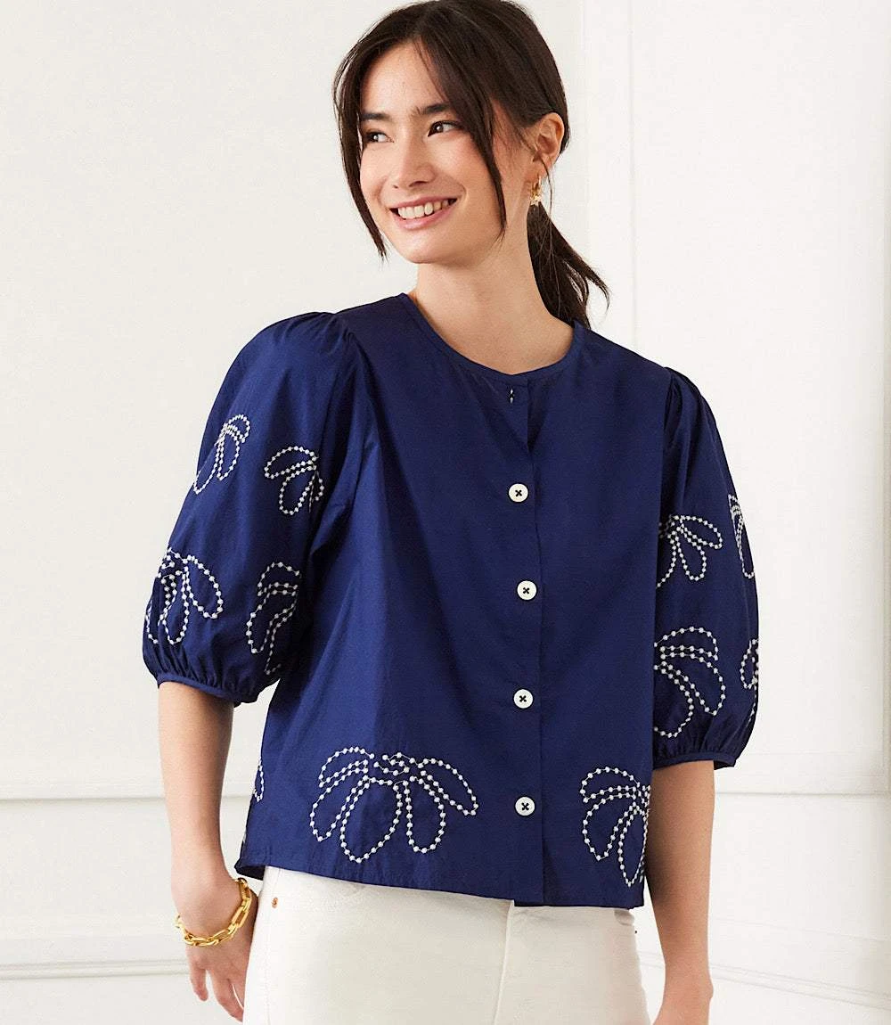 Embroidered Puff Sleeve Shirt 2 Embroidered Puff Sleeve Shirt - Image 2