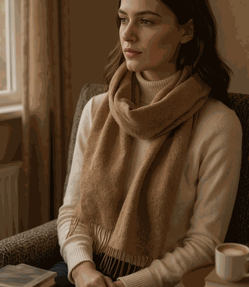 Merino Wool Fringed Scarf 5 Merino Wool Fringed Scarf - Image 5