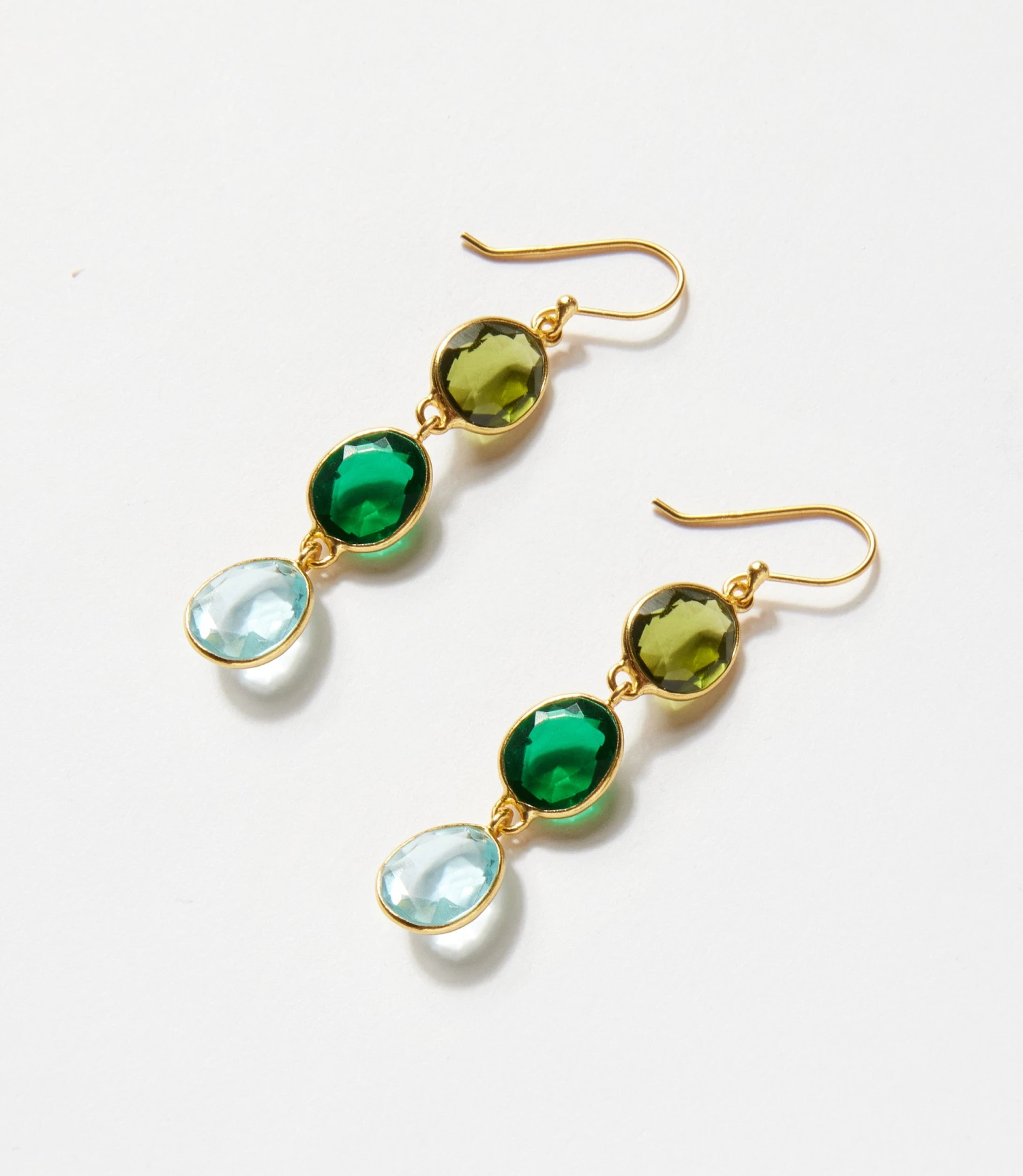 Triple Drop Gemstone Earrings 2 Triple Drop Gemstone Earrings - Image 2