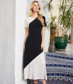 Short Sleeve Contrast Midi Dress -Karen Kane Store 2L14076 EBL KK 2025 Summer 00 5