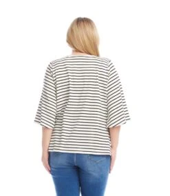 Plus Size Stripe Flare Sleeve Pick Up Top 6 Plus Size Stripe Flare Sleeve Pick Up Top -Karen Kane Store 2L20402W WWB KK 2025 Summer 00 3