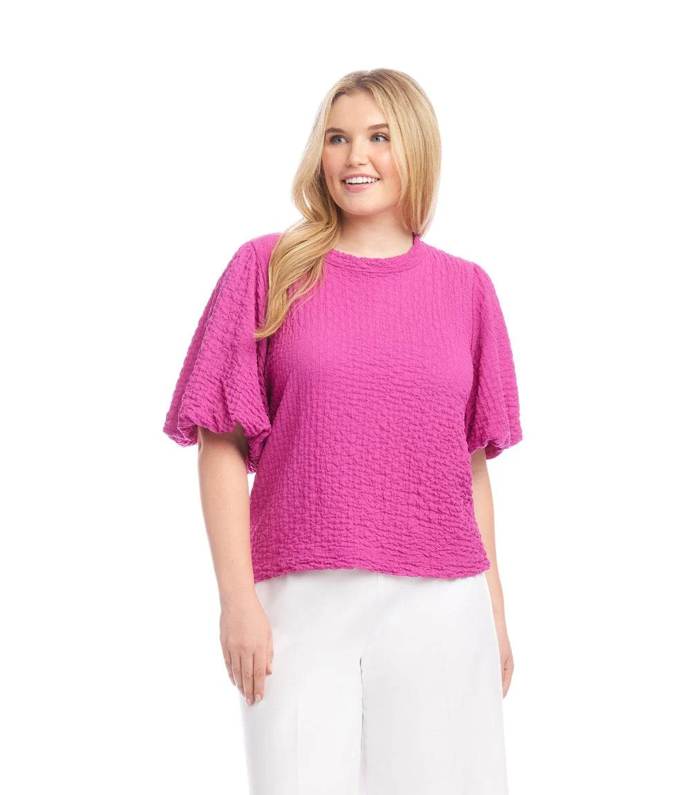 Plus Size Puff Sleeve Textured Top 1 Plus Size Puff Sleeve Textured Top
