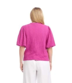 Plus Size Puff Sleeve Textured Top 6 Plus Size Puff Sleeve Textured Top -Karen Kane Store 2L20803W ORC KK 2025 Summer 00 3