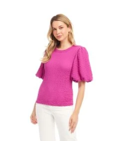 Puff Sleeve Textured Top -Karen Kane Store 2L20803 ORC KK 2025 Summer 00 2 1