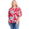 Plus Size Puff Sleeve Button-Front Shirt
