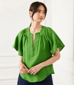 Linen Flutter Sleeve Top