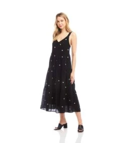 Sleeveless Embroidered Tiered Midi Dress -Karen Kane Store 2L25200 BLK KK 2025 Summer 00 3