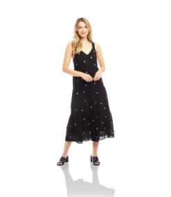 Sleeveless Embroidered Tiered Midi Dress -Karen Kane Store 2L25200 BLK KK 2025 Summer 00 4